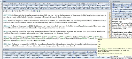 Compare of Genesis 2:19 with Hebrew 5775 for fowl open.