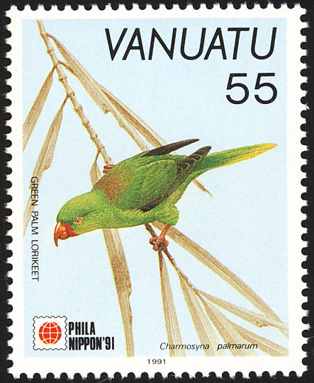 Palm Lorikeet - Vanuatu 55 Stamp ©Birdtheme_org