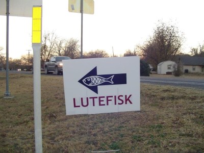 Cranfills Gap Lutefisk Supper road-sign photograph by James J. S. Johnson