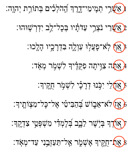Alphabet in Hebrew of Psalm 119